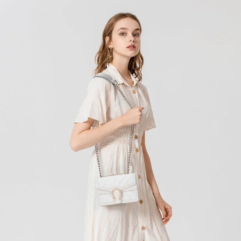 ⚡ Women's Casual Snake Vegan Leather Print Fashion Satchel Crossbody White Bag